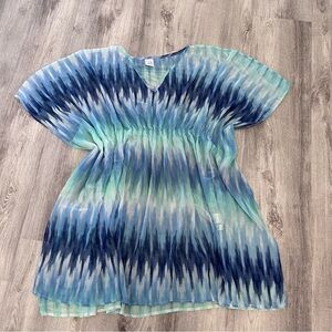 Rays & Waves Beach swim cover up dress Womens One Size  Stretch Waist Blue